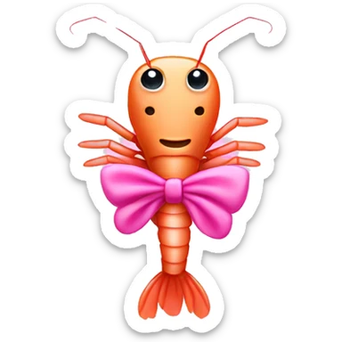 shrimp wearing a pink bow sticker