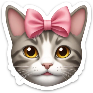 Cat with a bow on its head sticker