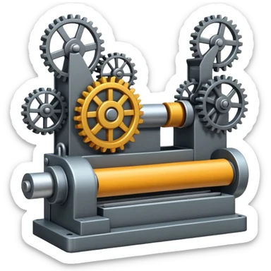 factory with gears and conveyor belt, emoji style sticker