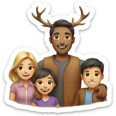 happy family with a deer sticker