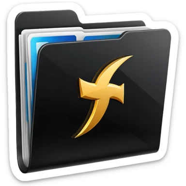 black folder flash file with a finance company logo
 sticker