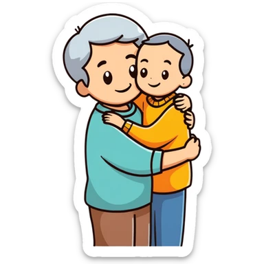 loving grandparent hugging a grandchild sticker