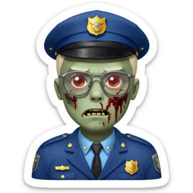 zombie police man with glasses sticker