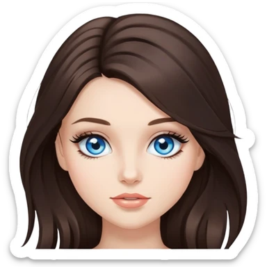 Beauty girl brunette And blue eyes with extensions Lashes  sticker