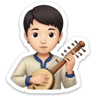 asian boy playing instrument sticker