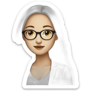 Lovely girl with white skin and glasses and black long hair and black eyes sticker