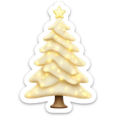 A light pastel Christmas tree with warm yellow lights and white decor  sticker
