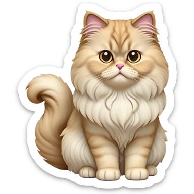 cinematic-[persian cat]-realistic-full-body-sitting-emoji,-tail-curled-playfully-around-its-paws,-head-tilted-dramatically,-fluffy-[persian cat]-fur,-simplified-yet-realistic-focused-features,-highly-detailed,-glowing-with-an-almost-sarcastic-glow sticker