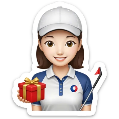 Korean Female Golf player with gift sticker