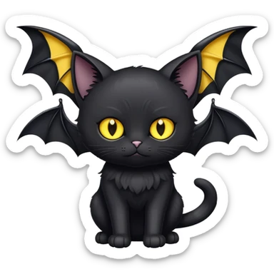 Black cat with yellow eyes with bat wings sticker