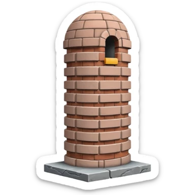 Penis shaped monolith made of layered bricks, with dome shaped top sticker