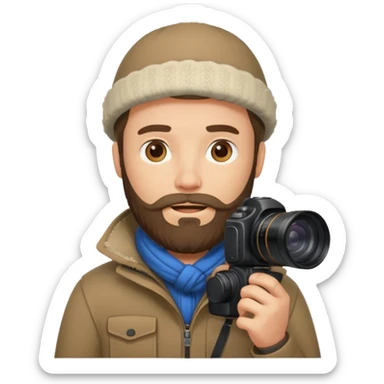 bearded fotographer with winter clothes sticker