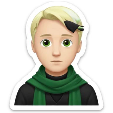 draco malfoy, black shirt,  green scarf sticker