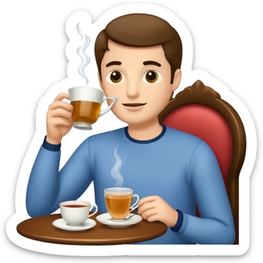 man drinking afternoon tea sticker