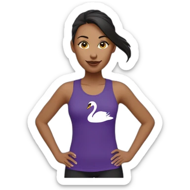 Girl Runner in purple tshirt with swan logo on T-shirt sticker