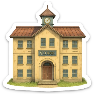 ghibli style school building sticker