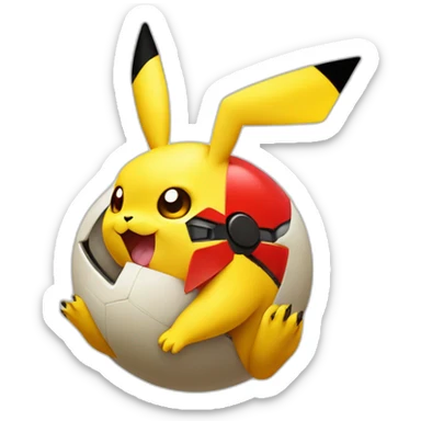 pikachu peeking out of poke ball sticker