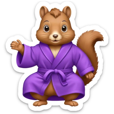 squirrel wearing purple bathrobe and slippers sticker