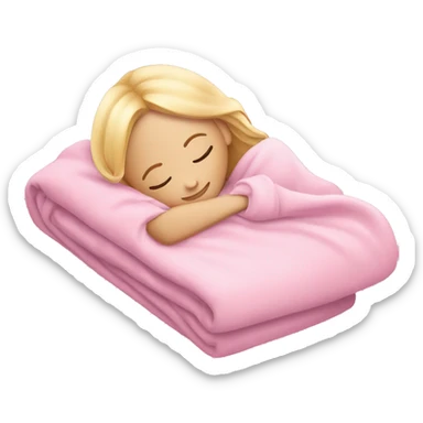 Blonde girl sleeping on left side in pink blanket sticker