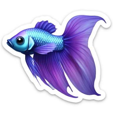 iridescent long fin betta fish blue and purple facing left  sticker