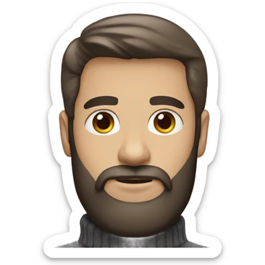 Straight hair Dark brown beard dark brown hair white boy in turtleneck sweater sticker