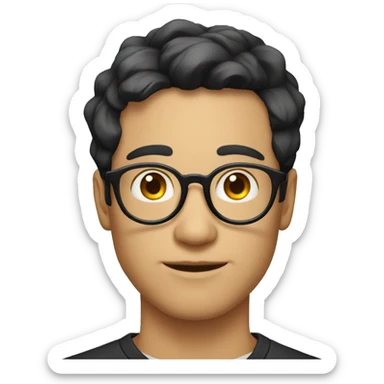 fair male face with round spectacles black hair sticker