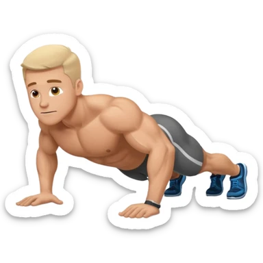 White man doing pushups  sticker