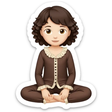  Dark brown pajamas with light cream ruffles  sticker