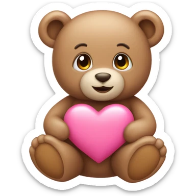 Pink heart with teddy bear sticker
