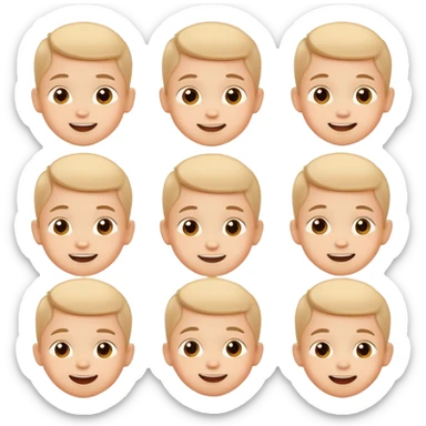 child's head with different expressions, cheerful and cute sticker