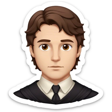 lord with short wavy brown hair, deep brown eyes, strong jawline sticker
