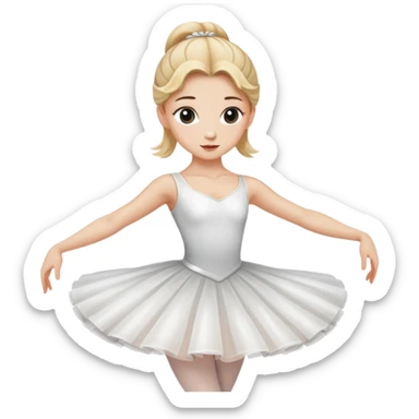 female ballet dancer, blond hair, white dress, classic ballet pose sticker