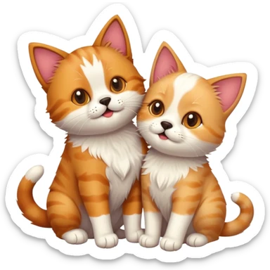 cat and dog's friendship   sticker