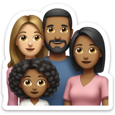 Puerto rican beard short black hair  husband with blond long hair wife and brown long hair daughter Family  sticker
