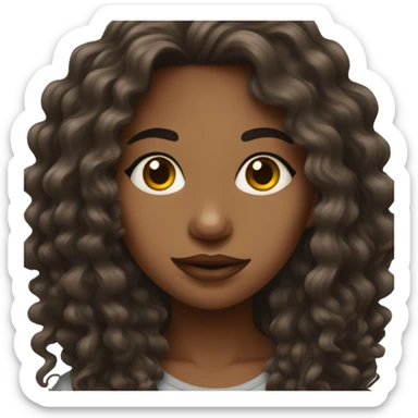 Brunette girl with wavy hair and septum piercing sticker