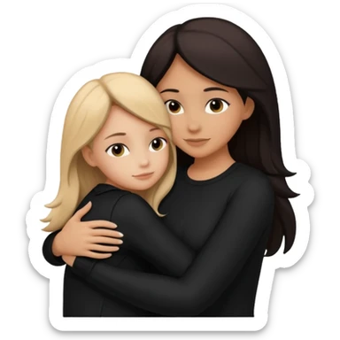 Silueta de Abrazo de apoyo de madre e hija sticker
