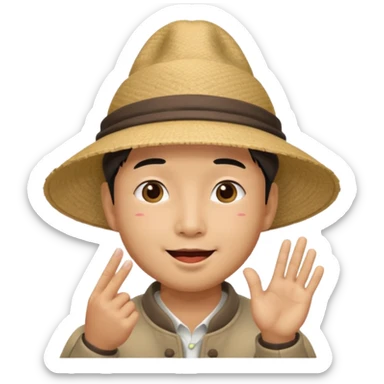 asian man in asian hat blowing a kiss sticker