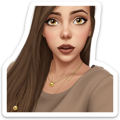 girl with brown hair jewelry sticker