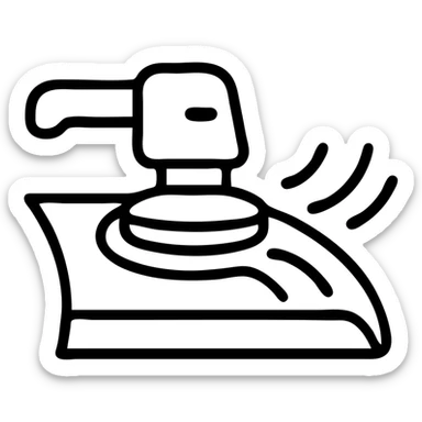 outlined icon of a polishing machine on a glossy black hood, metallic details, soft waves of shine, clean lines, modern and simple sticker