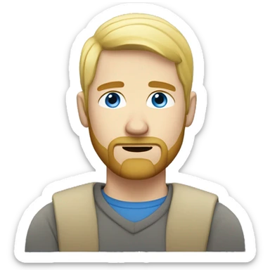 bored blond man with short hair a light blond beard and blue eyes  sticker