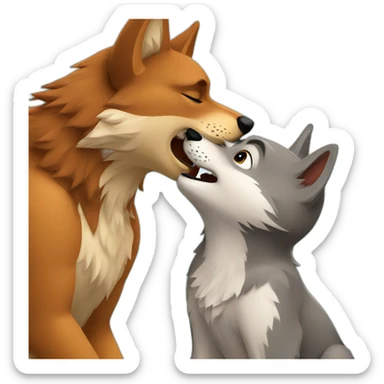 wolf kisses squirrel sticker