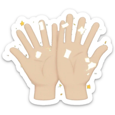 Clapping two white hands and a little confetti sticker
