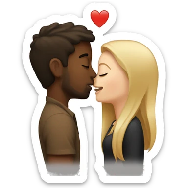 Couple kissing, brown guy and white girl  sticker