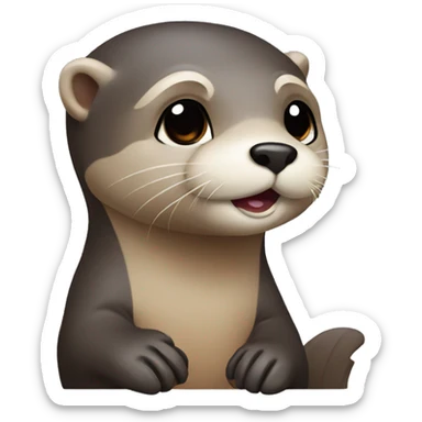 Otter with Stone sticker