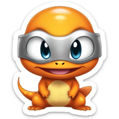Charmander pokémon heureux avec un coeur sticker