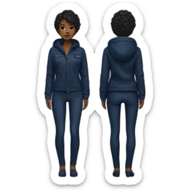designer dark blue outfit sticker