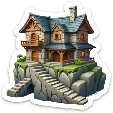 the carved house jumps over the abyss sticker
