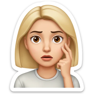 Woman with a baffled expression, raised eyebrow, and hand on chin sticker