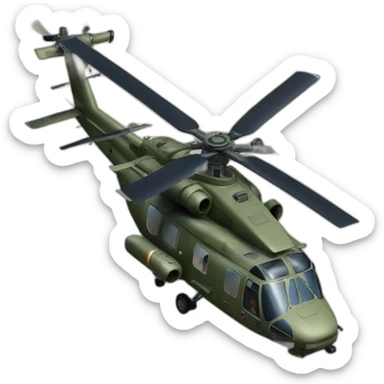 militar helicopter, view from above, realistic sticker