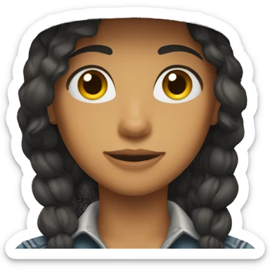 girl, long hair, black hair, cowboy hat sticker